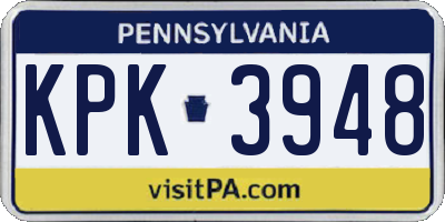 PA license plate KPK3948