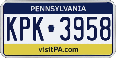 PA license plate KPK3958