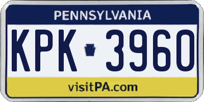 PA license plate KPK3960