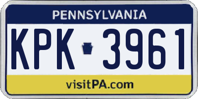 PA license plate KPK3961