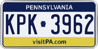 PA license plate KPK3962