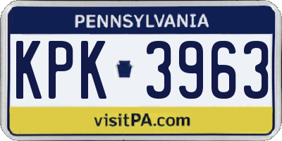 PA license plate KPK3963