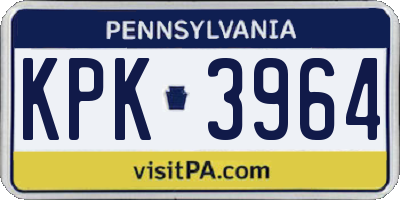 PA license plate KPK3964