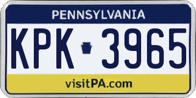 PA license plate KPK3965