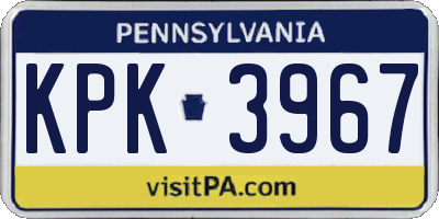 PA license plate KPK3967