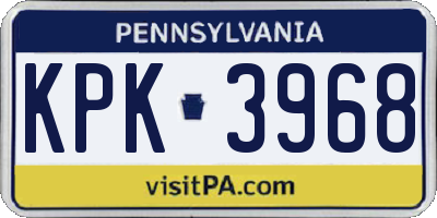 PA license plate KPK3968