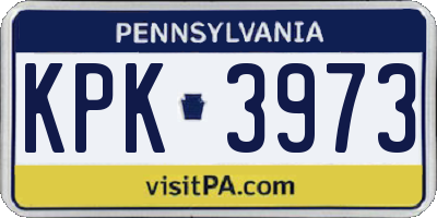PA license plate KPK3973