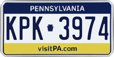 PA license plate KPK3974