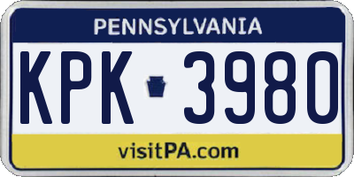 PA license plate KPK3980