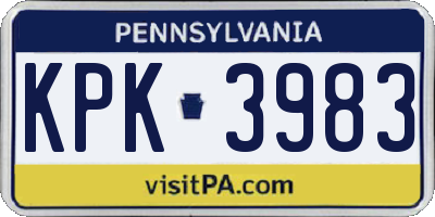 PA license plate KPK3983