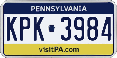 PA license plate KPK3984