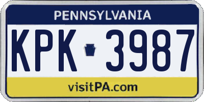 PA license plate KPK3987