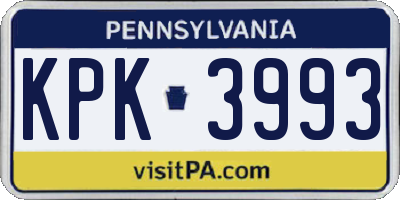 PA license plate KPK3993