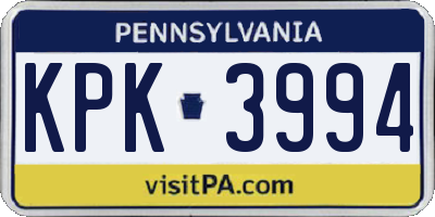 PA license plate KPK3994