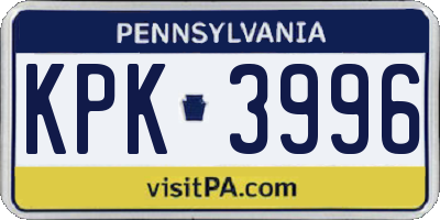 PA license plate KPK3996