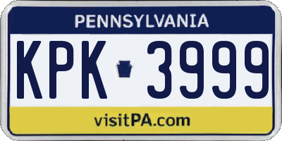 PA license plate KPK3999