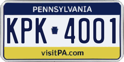 PA license plate KPK4001
