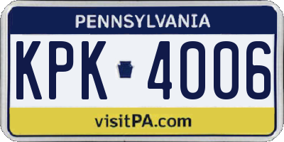 PA license plate KPK4006