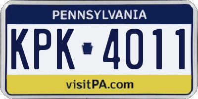 PA license plate KPK4011
