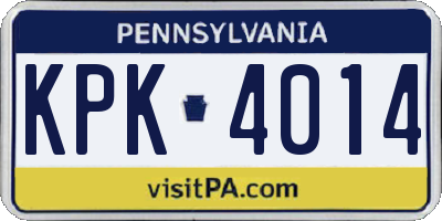 PA license plate KPK4014