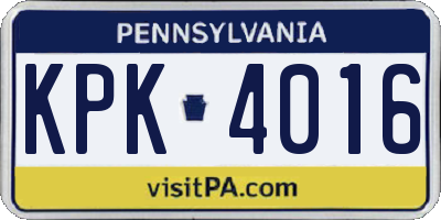 PA license plate KPK4016