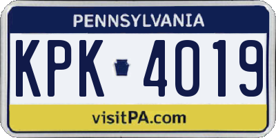 PA license plate KPK4019
