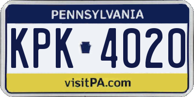 PA license plate KPK4020