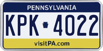 PA license plate KPK4022