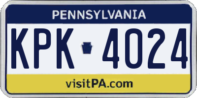 PA license plate KPK4024