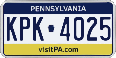 PA license plate KPK4025