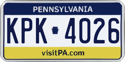 PA license plate KPK4026
