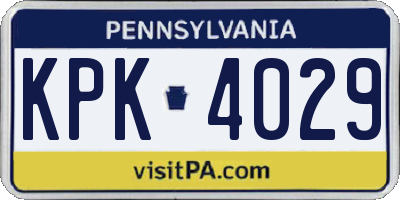 PA license plate KPK4029