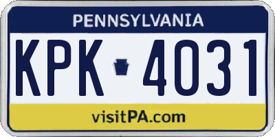PA license plate KPK4031
