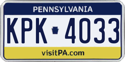 PA license plate KPK4033