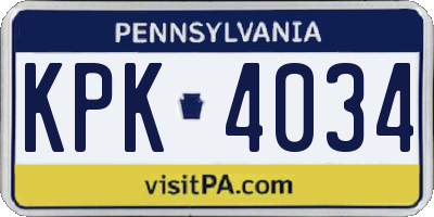 PA license plate KPK4034