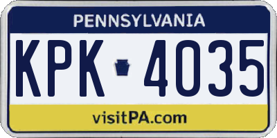 PA license plate KPK4035