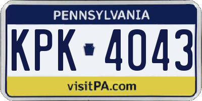 PA license plate KPK4043