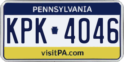 PA license plate KPK4046