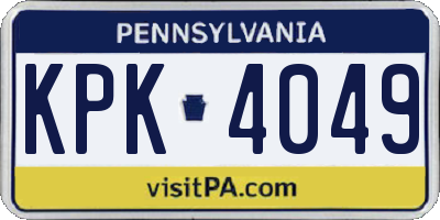 PA license plate KPK4049