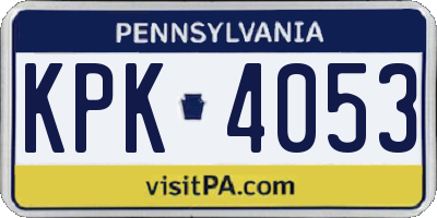 PA license plate KPK4053