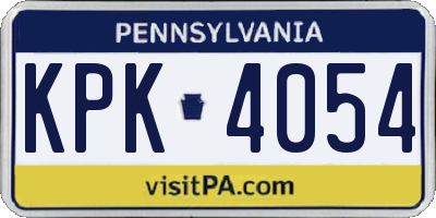 PA license plate KPK4054