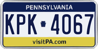 PA license plate KPK4067