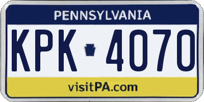 PA license plate KPK4070