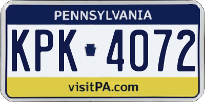 PA license plate KPK4072