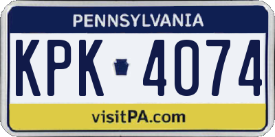 PA license plate KPK4074