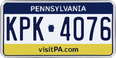 PA license plate KPK4076