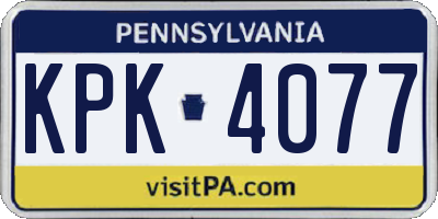 PA license plate KPK4077
