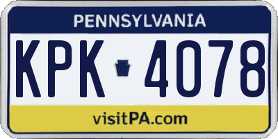 PA license plate KPK4078