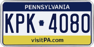 PA license plate KPK4080