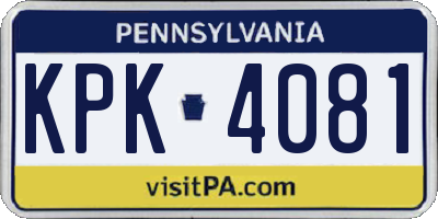 PA license plate KPK4081